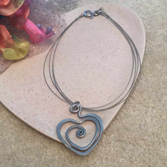 Aluminum Heart Necklace Artist Made - Picture 5 of 7